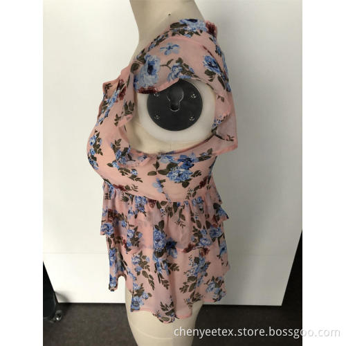 V-neck floral waist jacket